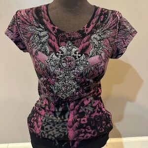 y2k grunge top with rhinestones